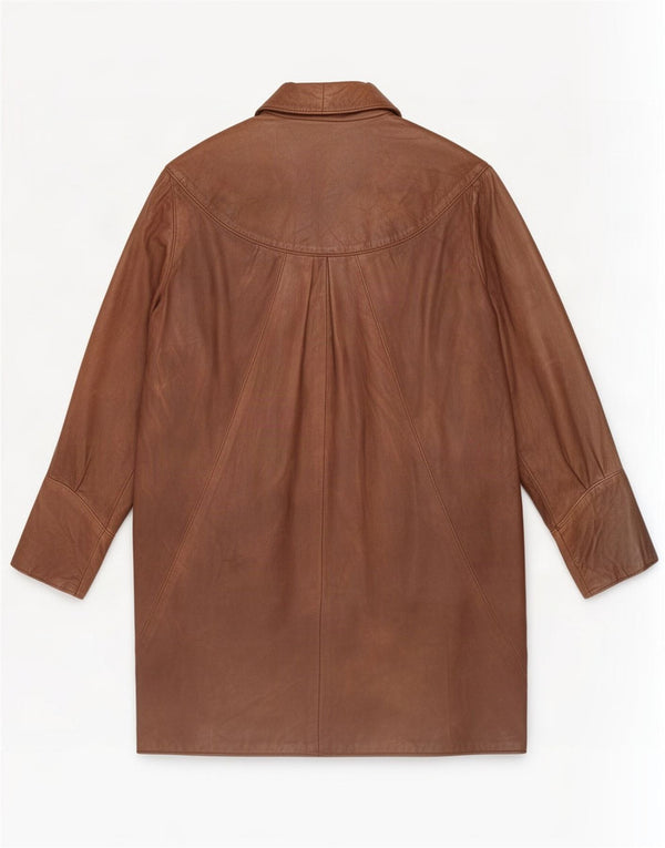 Casaco de couro vintage feminino Batwing Reino Unido 16 grande marrom