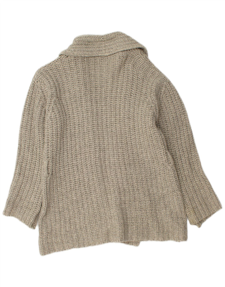 Suéter Cardigan Aberto Feminino Benetton Reino Unido 14 Lã Cinza Médio