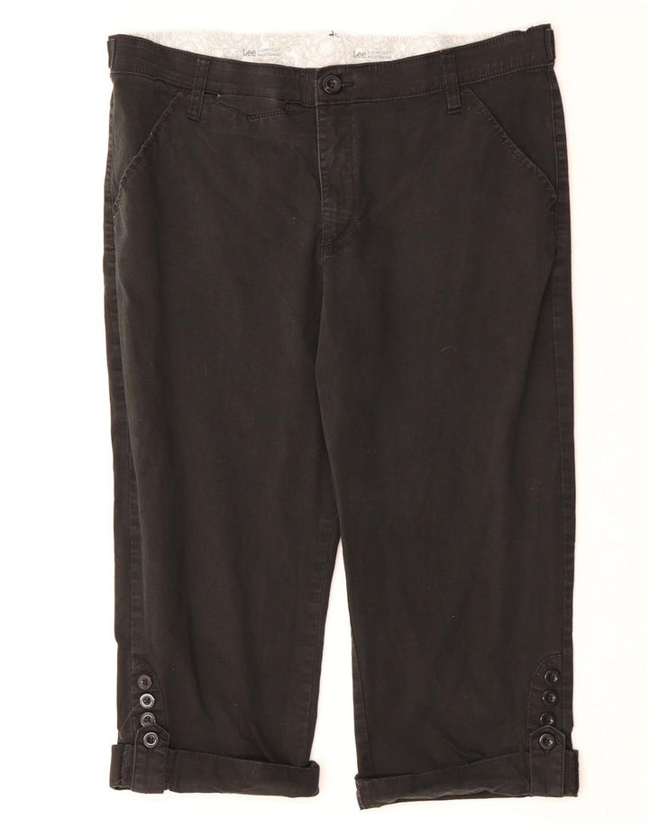 Calça capri feminina LEE reta US 14 XL W34 L18 algodão preto