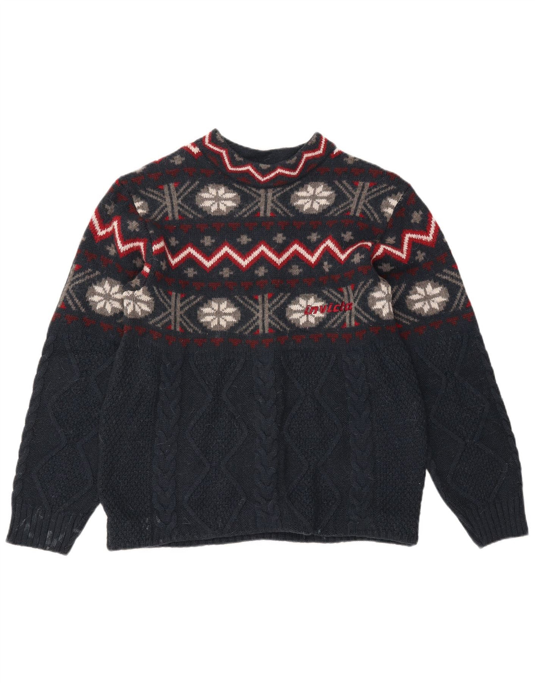 Suéter masculino Invicta com gola redonda, médio azul marinho Fair Isle