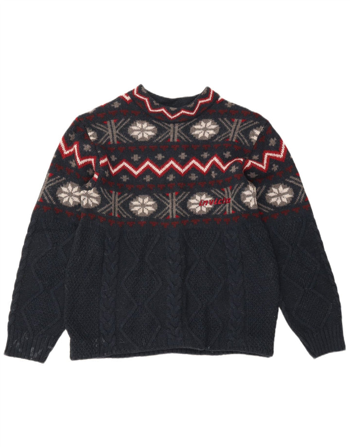 Suéter masculino Invicta com gola redonda, médio azul marinho Fair Isle