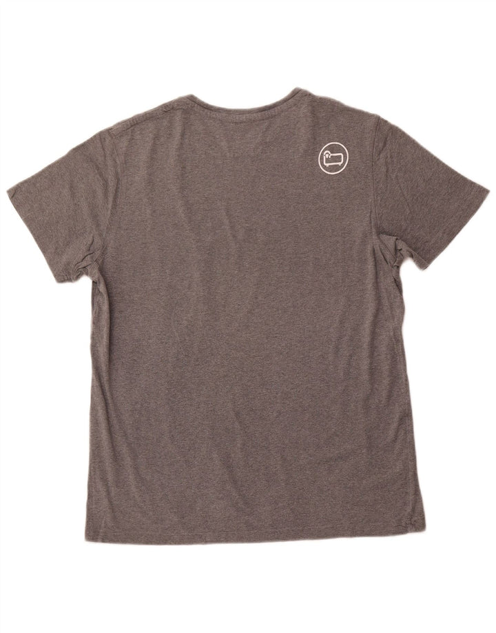 Camiseta feminina WOOLRICH Penn-Rich com estampa gráfica UK 14 grande cinza manchado