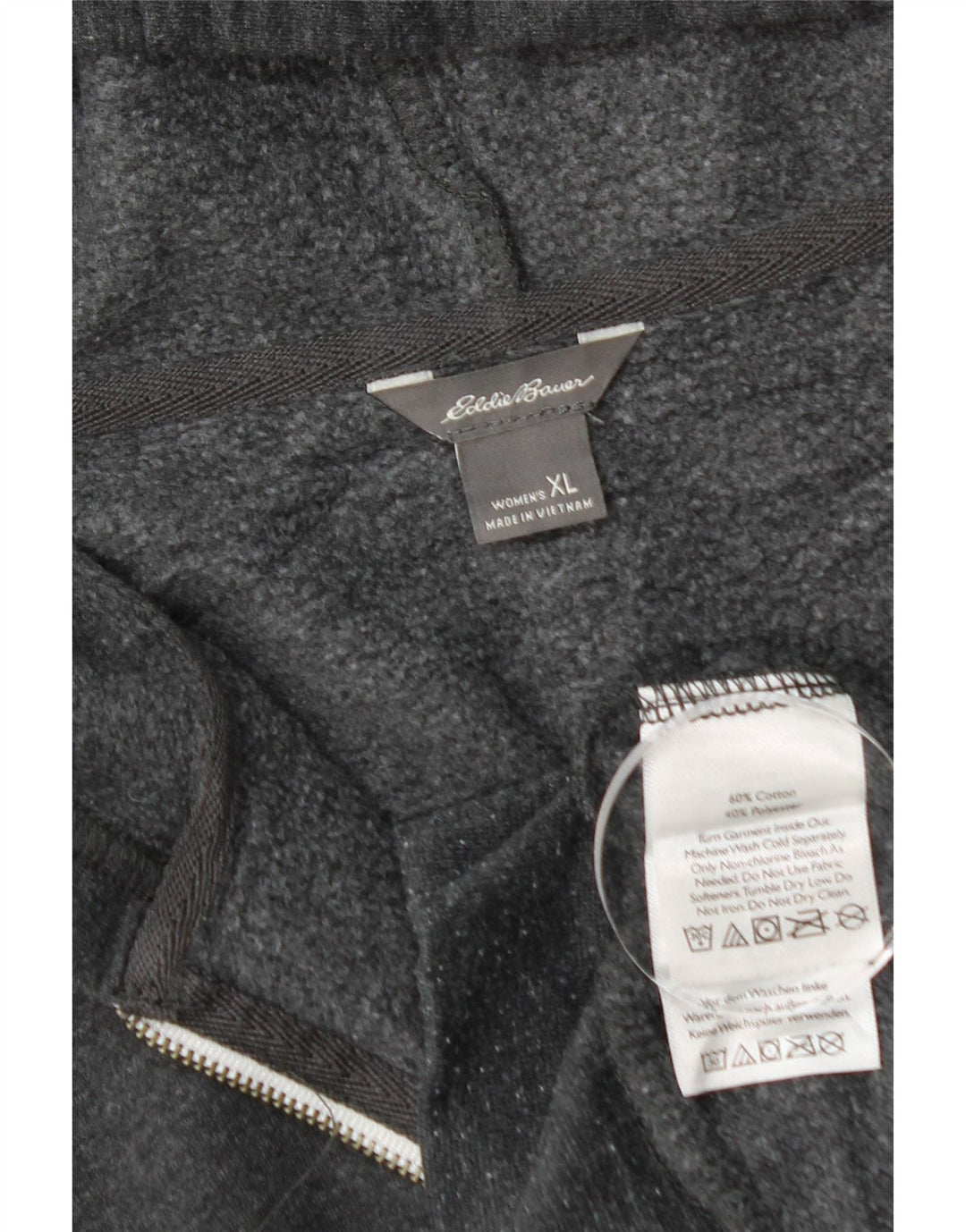 EDDIE BAUER Suéter feminino com capuz e zíper Reino Unido 18 XL algodão cinza