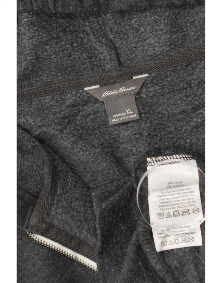 EDDIE BAUER Suéter feminino com capuz e zíper Reino Unido 18 XL algodão cinza