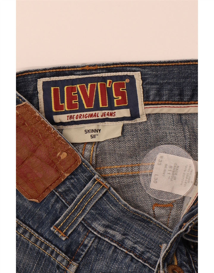 LEVI'S Masculino 511 Skinny Jeans W33 L30 Azul Algodão