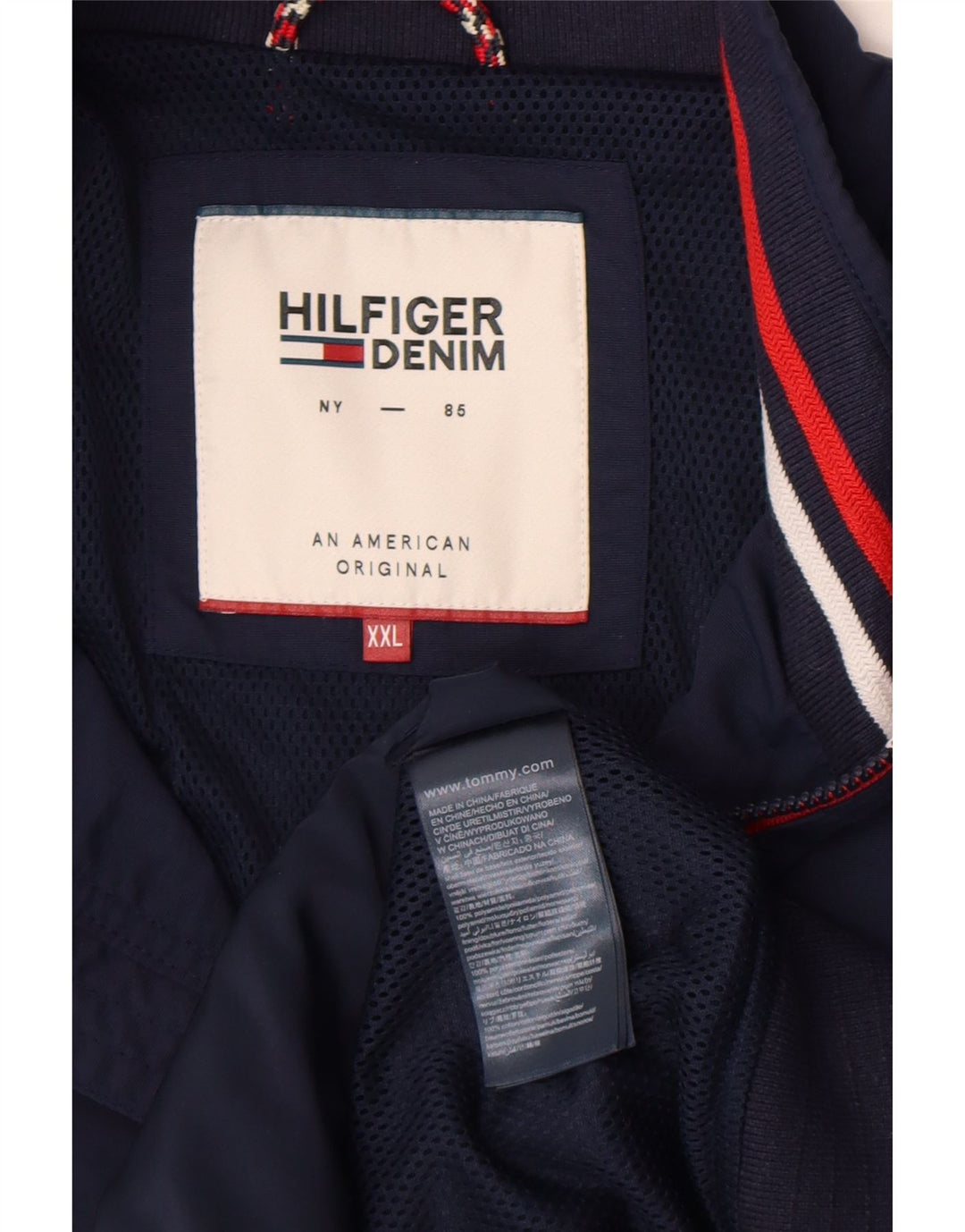 Jaqueta bomber masculina Tommy Hilfiger UK 44 2XL azul marinho poliamida
