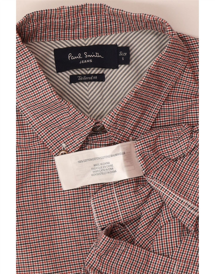 Camisa masculina Paul Smith sob medida, pequena, vermelha, xadrez, algodão
