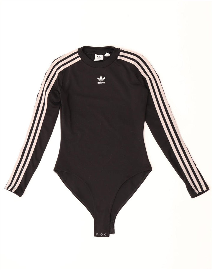 Bodysuit feminino de manga comprida Adidas UK 8 pequeno poliéster preto