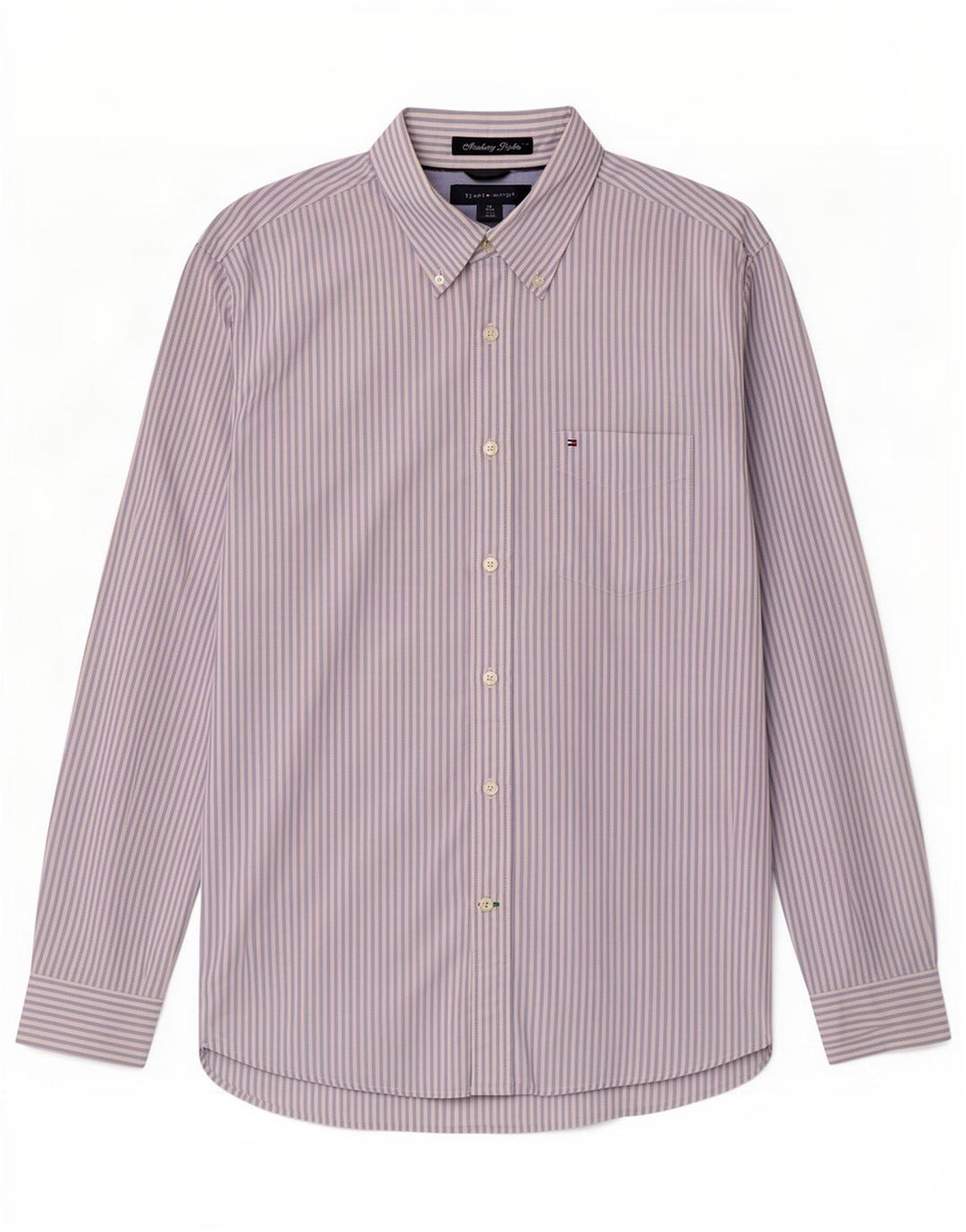 Camisa masculina Tommy Hilfiger de algodão listrado azul médio