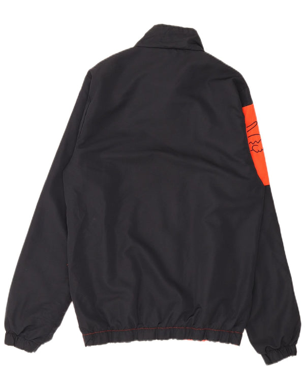 Lacoste Mens Graphic Tracksuit Top Jacket Tamanho 4 Medium Black Colourblock