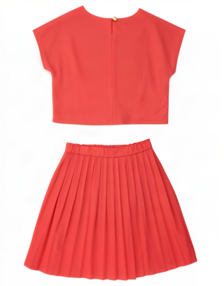 Conjunto de saia feminina vintage de 2 peças IT 46 grande W34 rosa poliéster