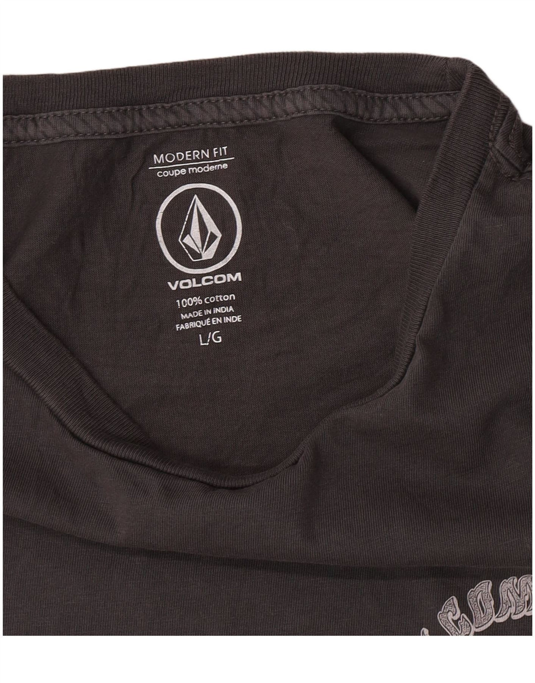 Camiseta masculina Volcom Modern Fit Graphic grande algodão cinza