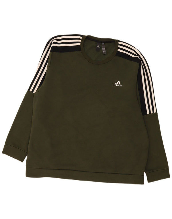 Adidas Mens Moletom Jumper 2XL Cáqui Colourblock Algodão