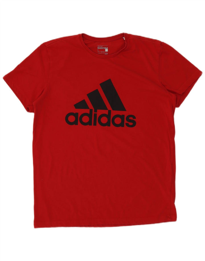 ADIDAS Mens Climalite Graphic T-Shirt Top Grande Algodão Vermelho