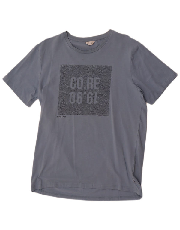 Camiseta gráfica masculina Jack & Jones Top XL algodão azul