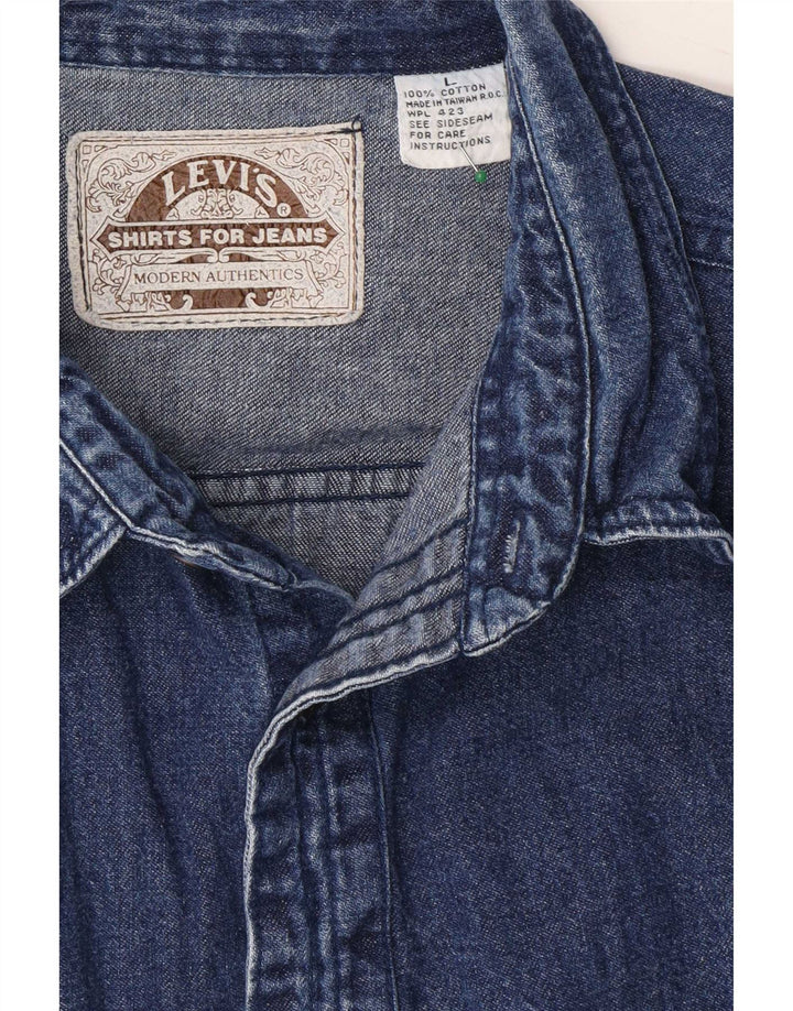 Camisa jeans masculina Levi's grande algodão azul