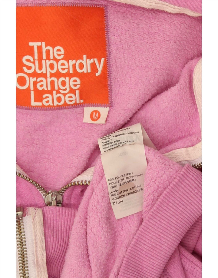 Suéter feminino Superdry com capuz e zíper UK 14 poliéster rosa médio