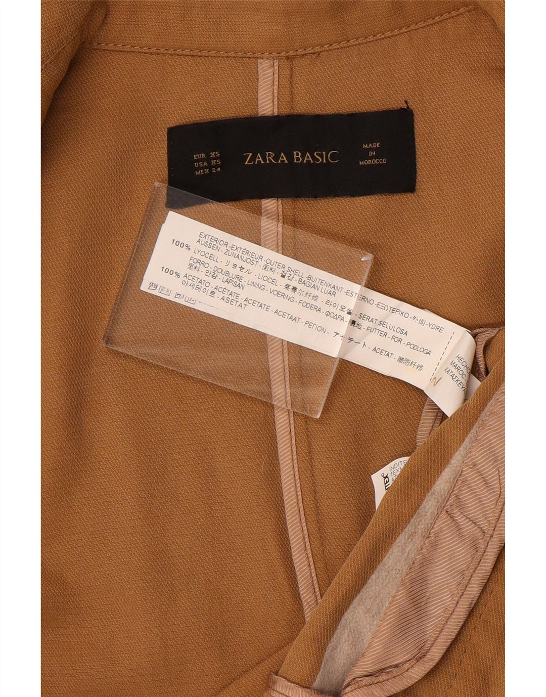 Zara Jaqueta Blazer Feminina Oversized Crop Open Reino Unido 6 XS Marrom Lyocell