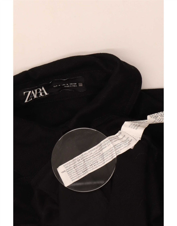 Camisa oversized feminina Zara Reino Unido 14 algodão geométrico preto médio
