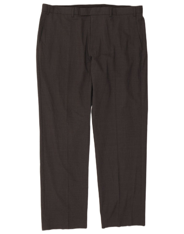 Calça masculina de ajuste regular Marks & Spencer W38 L31 lã preta