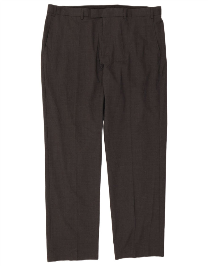Calça masculina de ajuste regular Marks & Spencer W38 L31 lã preta