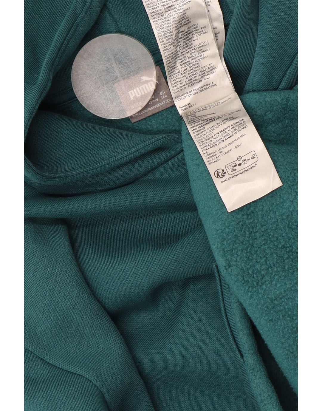 PUMA Girls Loose Fit Graphic Hoodie Jumper 13-14 Anos Algodão Verde