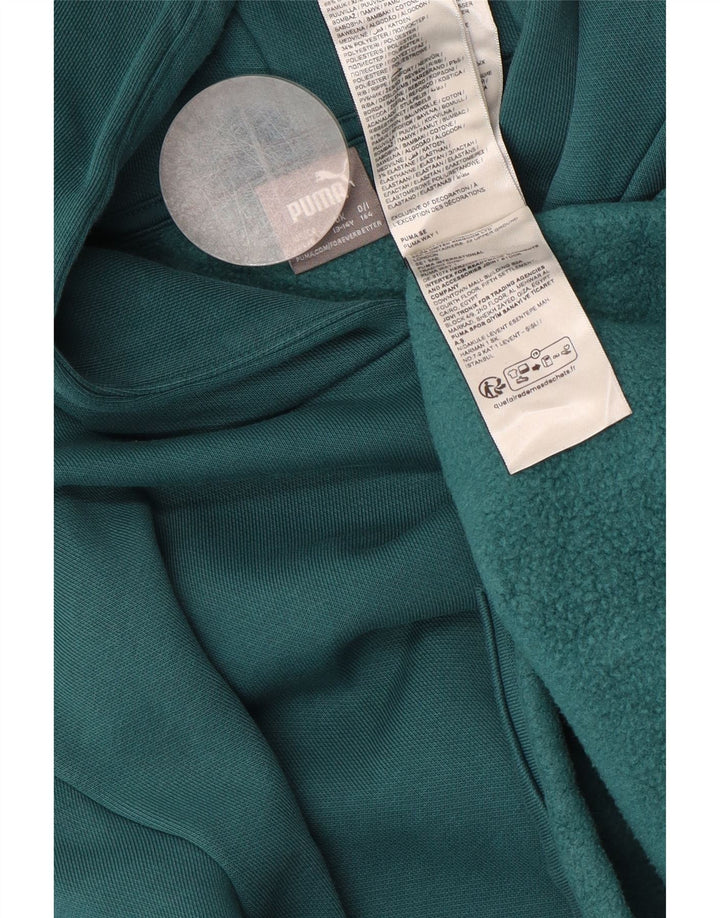 PUMA Girls Loose Fit Graphic Hoodie Jumper 13-14 Anos Algodão Verde