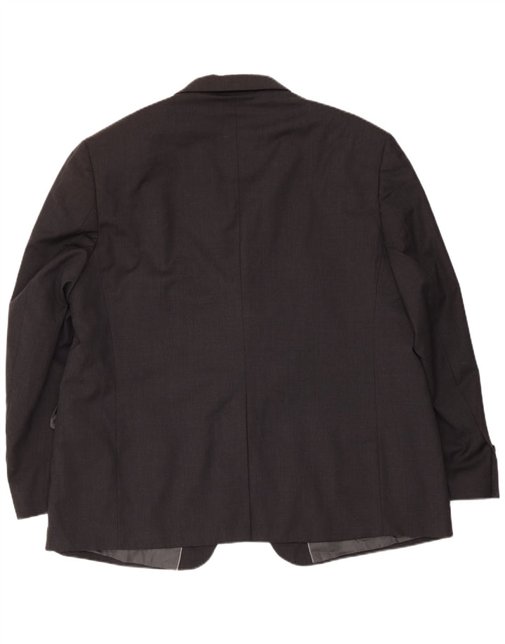 Jaqueta blazer masculina Marks & Spencer curta de 3 botões Reino Unido 48 2XL lã cinza