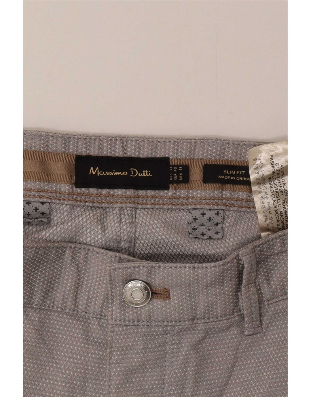 Calça Chino Masculina Massimo Dutti EU 40 Médio W31 L30 Cinza Manchado