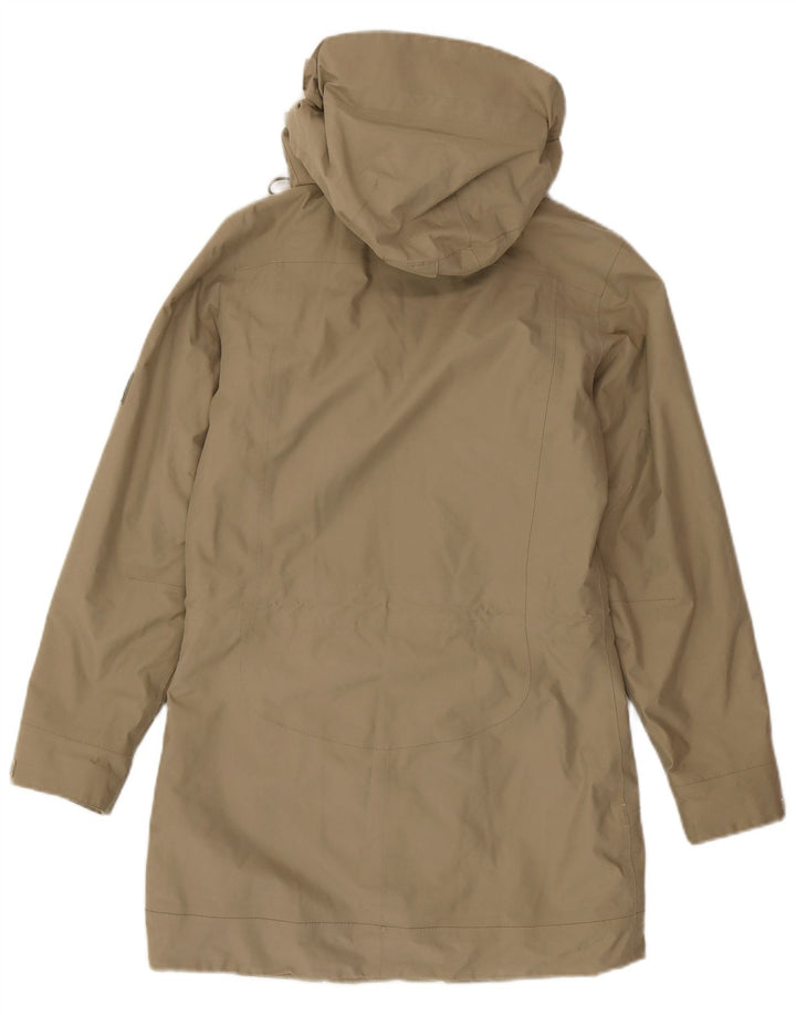 Jaqueta parka feminina com capuz Jack Wolfskin Reino Unido 8 poliéster cáqui pequeno