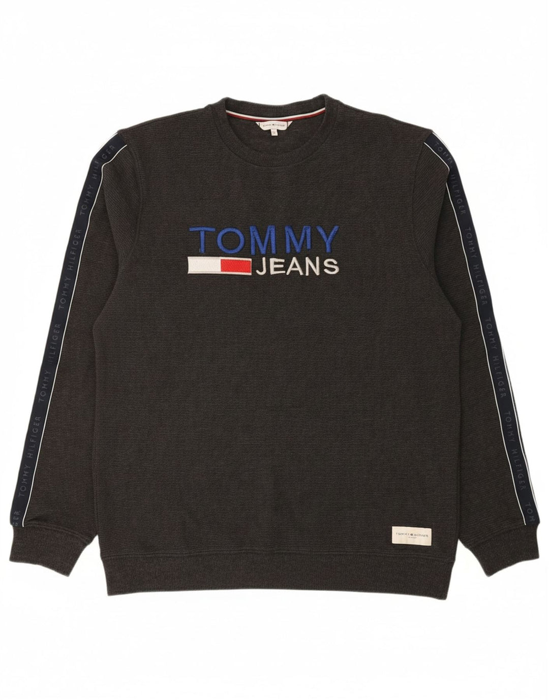 Suéter gráfico masculino TOMMY HILFIGER com bloco colorido cinza médio