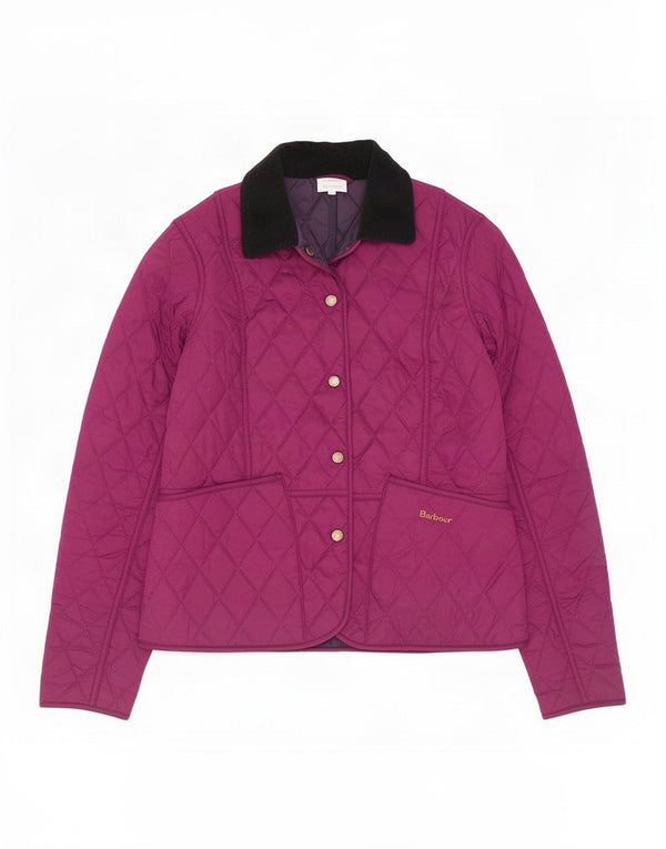 Barbour Womens Quilted Jacket UK 8 Small Purple Polyester