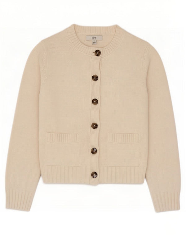 Suéter cardigã feminino oversized Marks & Spencer Reino Unido 6 XS algodão branco