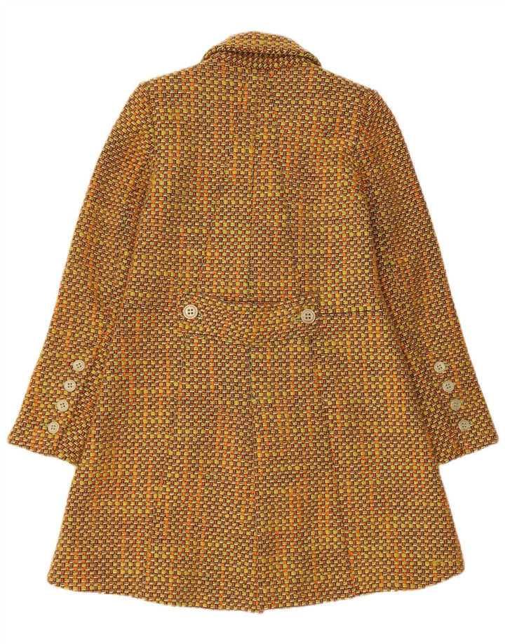 Casaco feminino vintage com peito duplo IT 42 lã amarela média