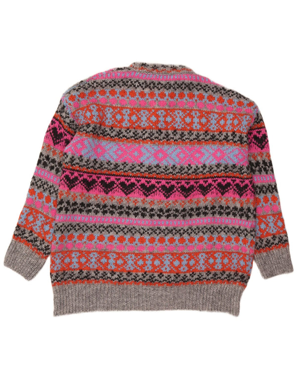 Suéter feminino Zara com gola redonda UK 16 grande multicolorido Fair Isle