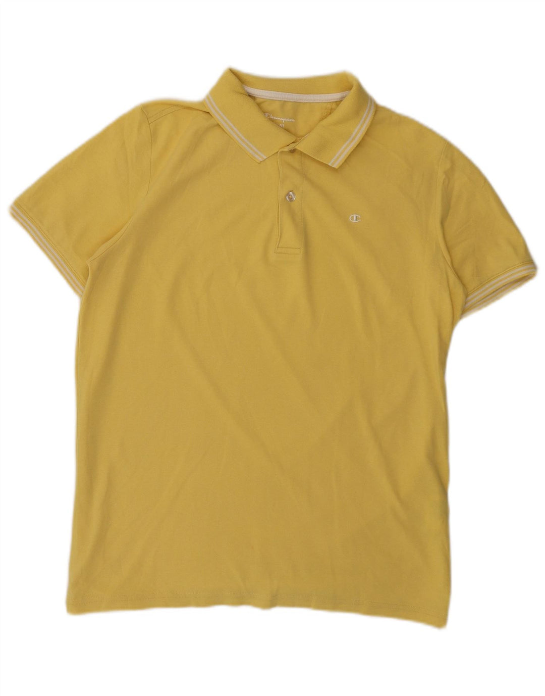 CAMPEÃO Camisa polo masculina Easy Fit de algodão amarelo médio