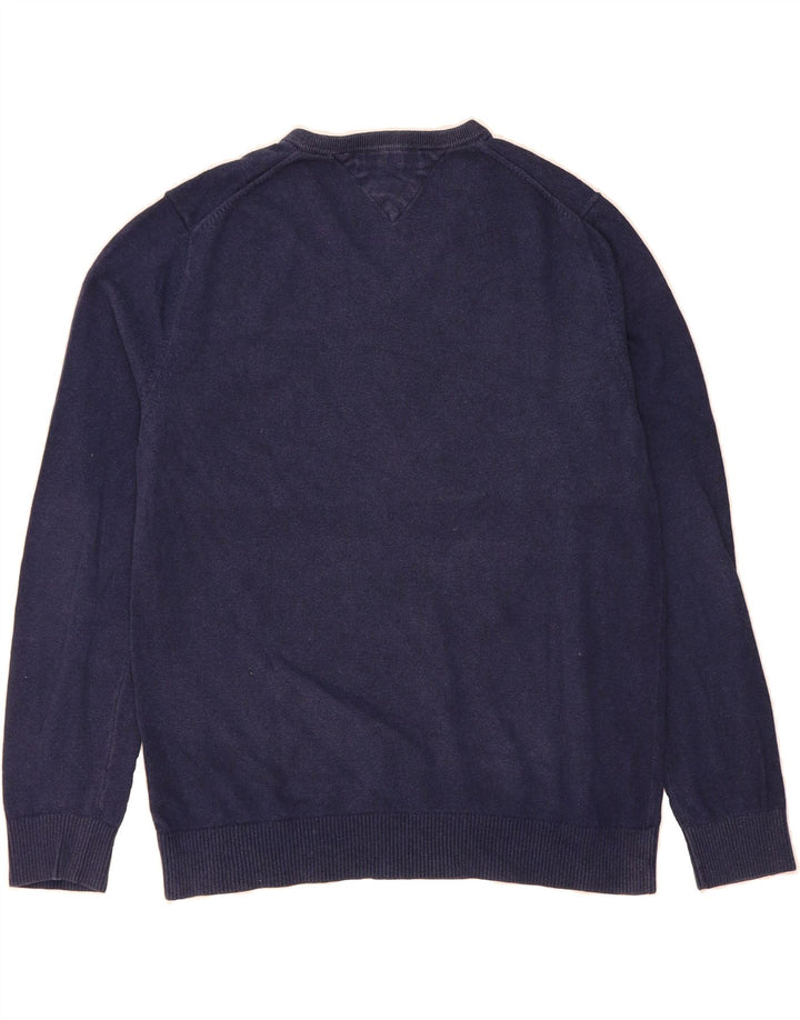 TOMMY HILFIGER Mens V-Neck Jumper Sweater XL Navy Blue Cotton Vintage Tommy Hilfiger and Second-Hand Tommy Hilfiger from Messina Hembry 
