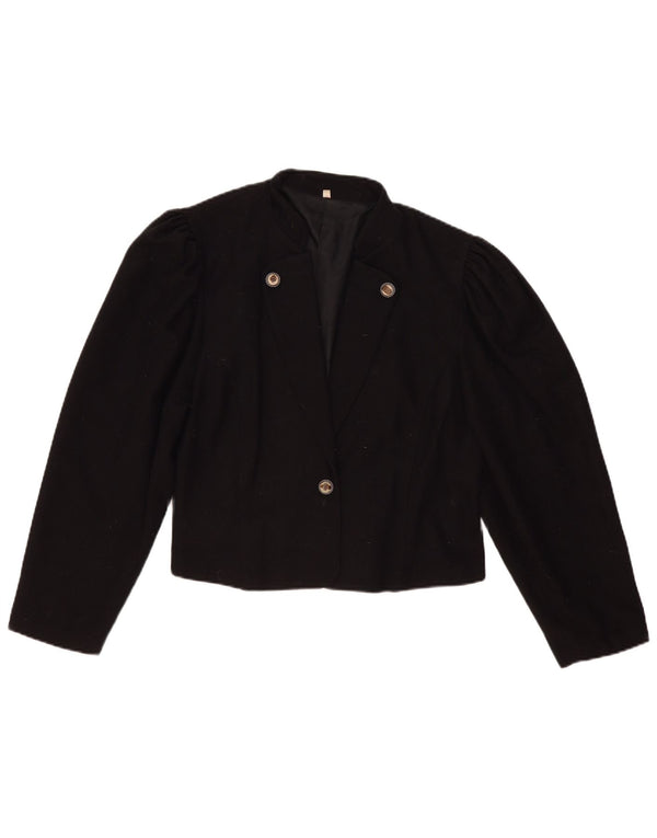 Jaqueta blazer feminina vintage com 1 botão IT 44 lã preta média