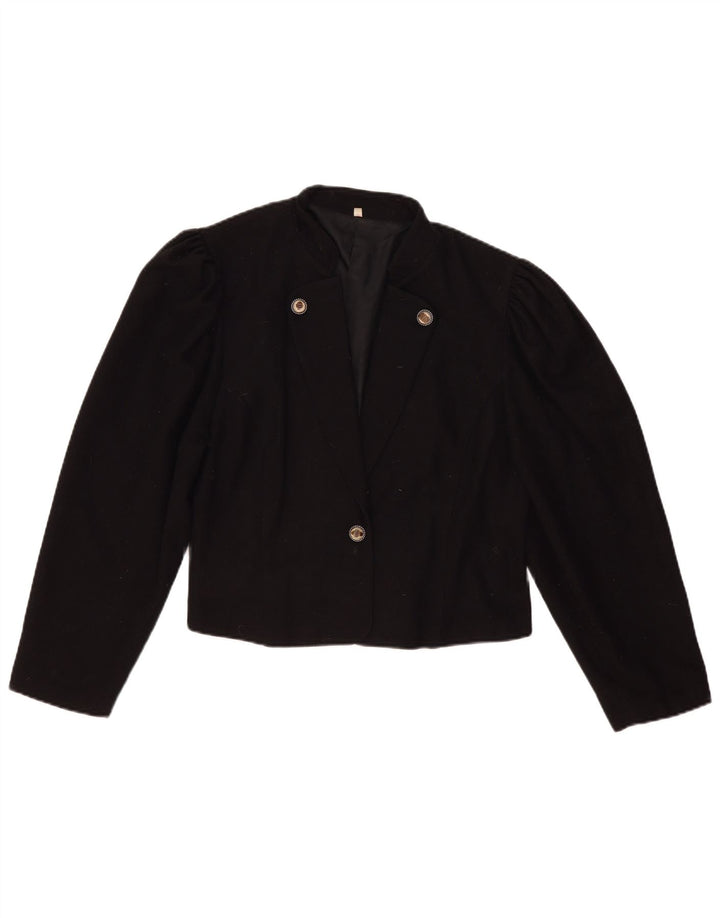 Jaqueta blazer feminina vintage com 1 botão IT 44 lã preta média