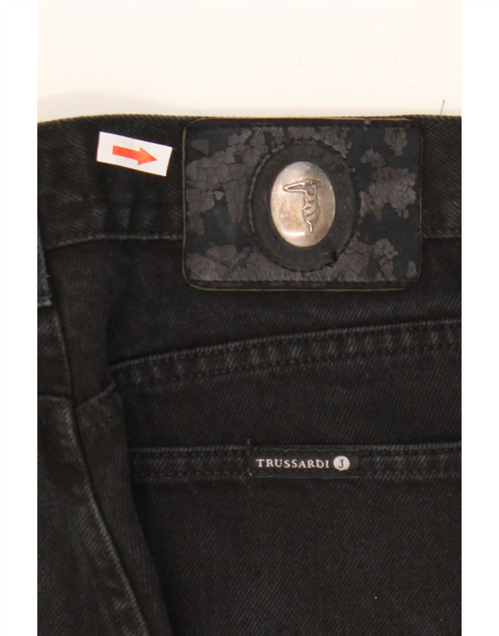 Trussardi Calça jeans masculina cônica W34 L29 algodão preto