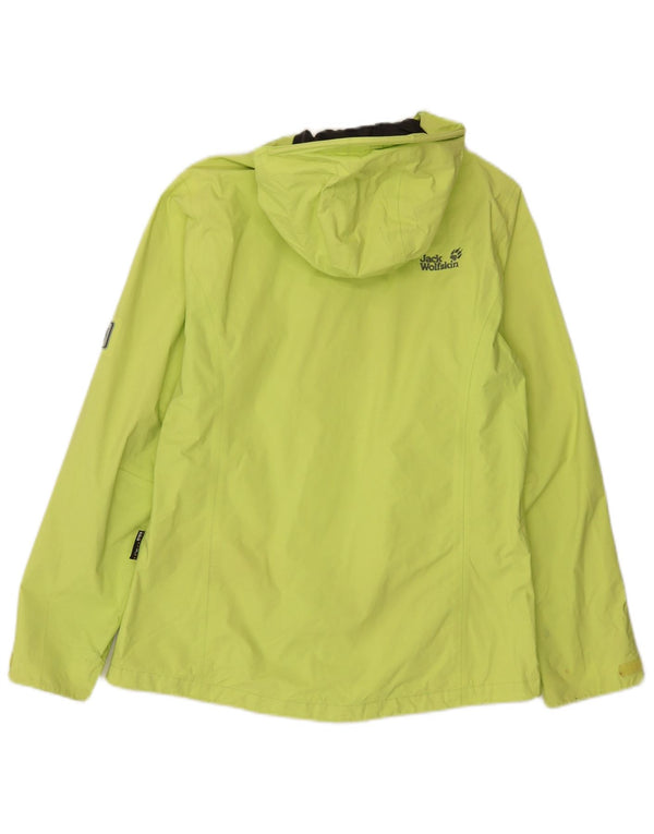 Jaqueta de chuva feminina com capuz Jack Wolfskin Reino Unido 12/14 poliamida verde médio