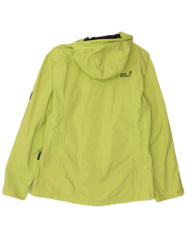 Jaqueta de chuva feminina com capuz Jack Wolfskin Reino Unido 12/14 poliamida verde médio