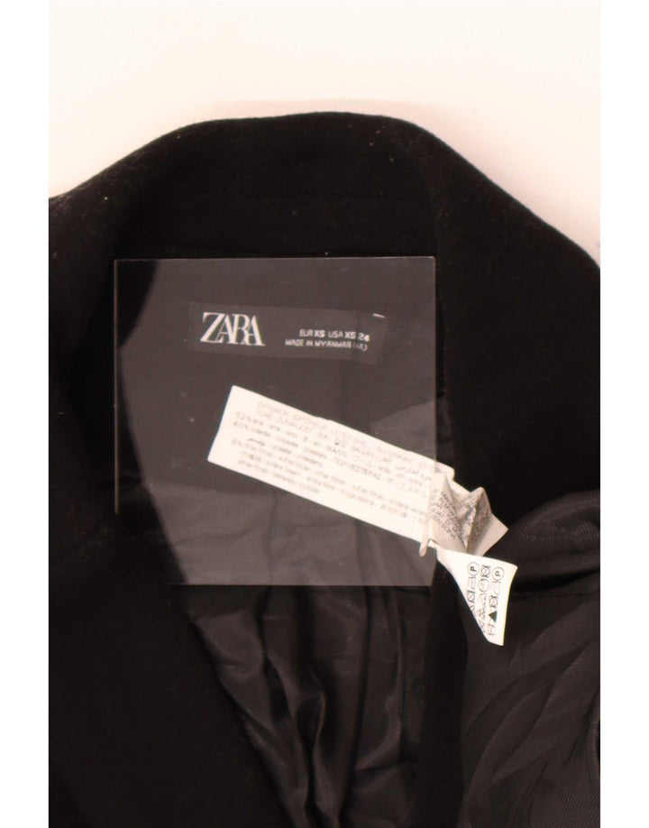 Casaco feminino Zara com peito duplo Reino Unido 6 XS lã preta