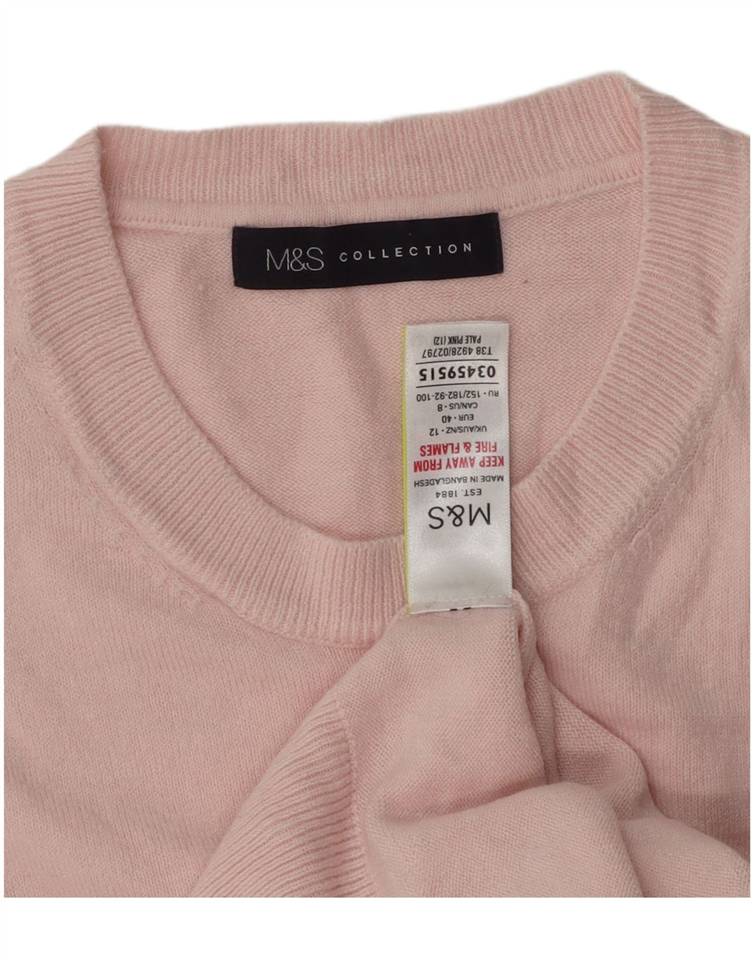 Suéter feminino Marks & Spencer com gola redonda Reino Unido 12 rosa médio