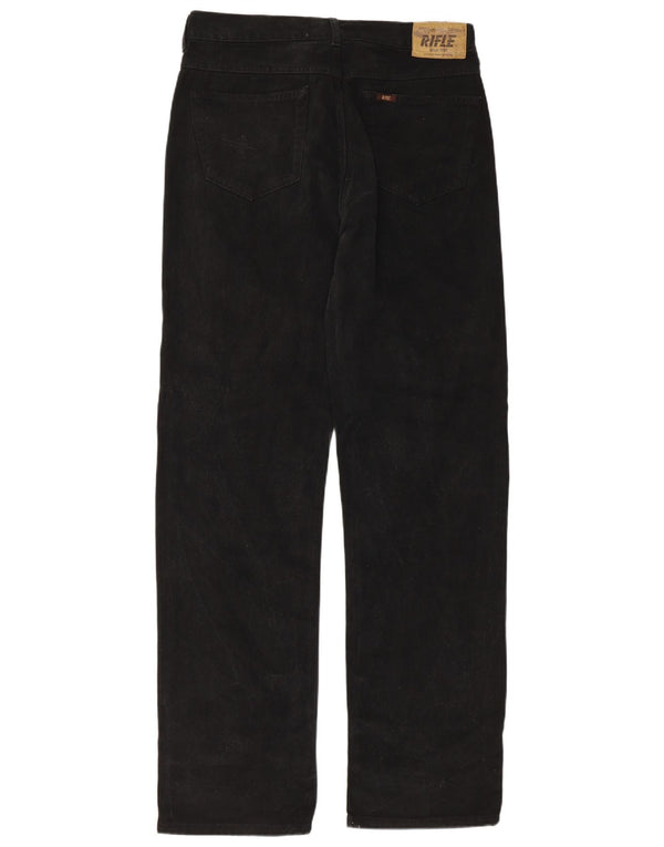 Calça Rifle Mens Reta Casual W34 L33 Algodão Preto