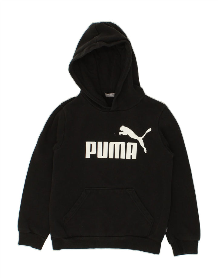 PUMA Boys Graphic Hoodie Jumper 9-10 Years Black Cotton Vintage Puma and Second-Hand Puma from Messina Hembry 