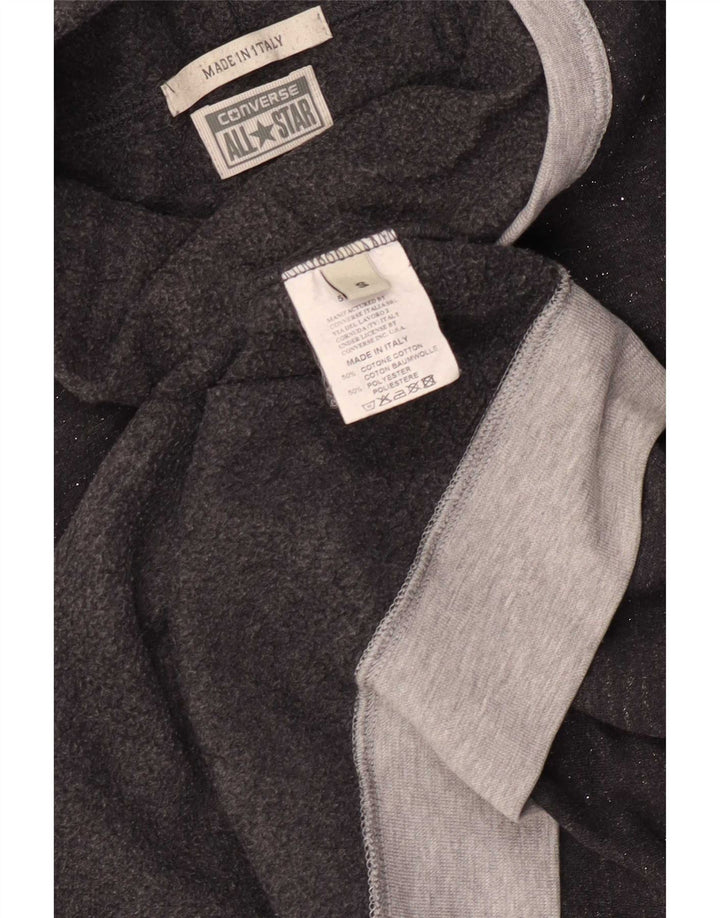 Converse feminino gráfico moletom jumper UK 10 pequeno bloco cinza colorido