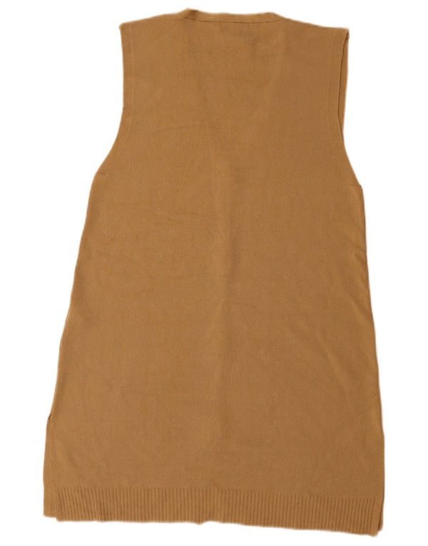 Suéter cardigã feminino com palangre sem mangas Massimo Dutti Reino Unido 10 pequeno bege