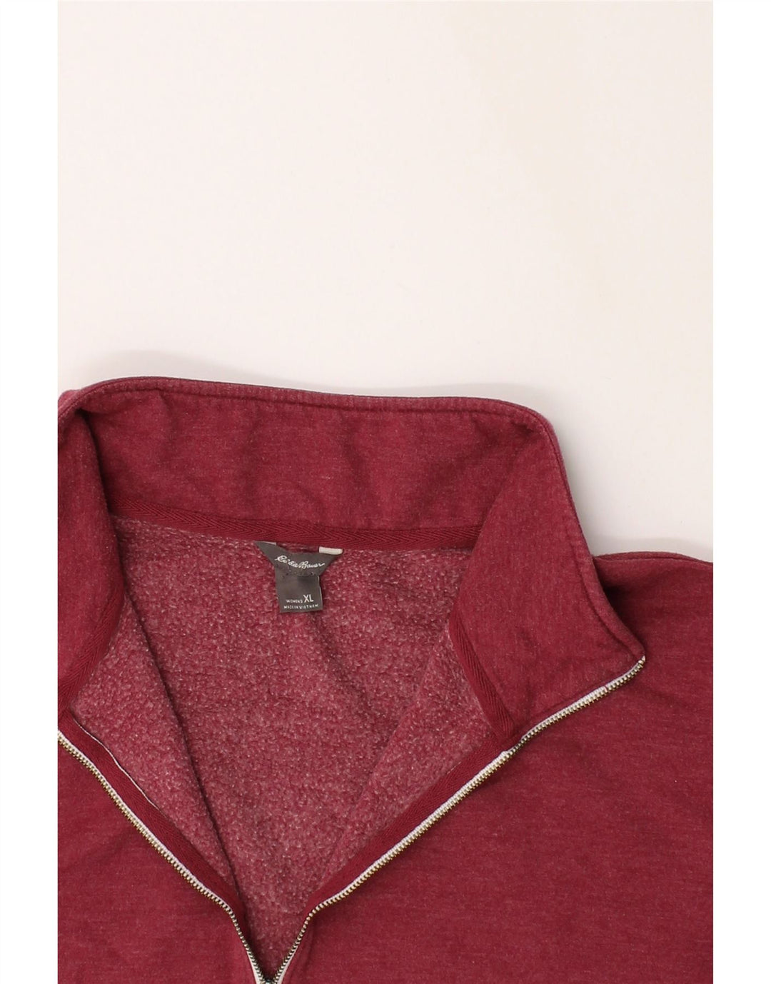 EDDIE BAUER Womens Zip Neck Sweatshirt Jumper UK 18 XL Red Cotton Vintage Eddie Bauer and Second-Hand Eddie Bauer from Messina Hembry 