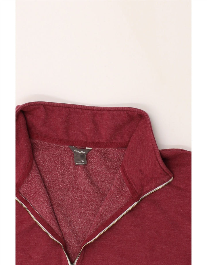 EDDIE BAUER Womens Zip Neck Sweatshirt Jumper UK 18 XL Red Cotton Vintage Eddie Bauer and Second-Hand Eddie Bauer from Messina Hembry 